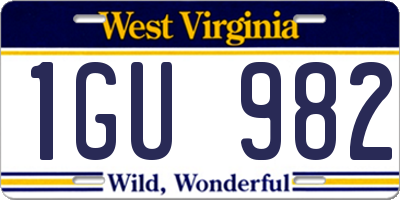 WV license plate 1GU982