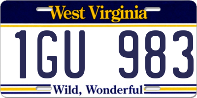 WV license plate 1GU983