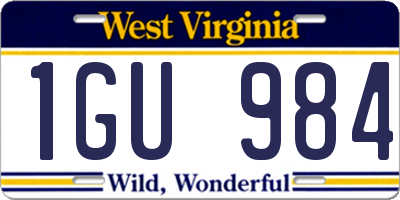 WV license plate 1GU984
