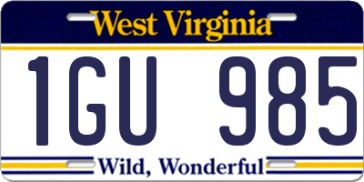 WV license plate 1GU985