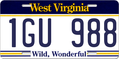 WV license plate 1GU988