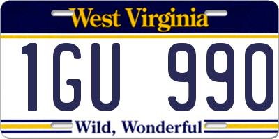 WV license plate 1GU990