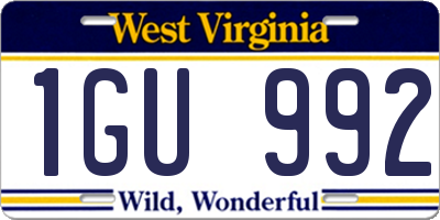 WV license plate 1GU992