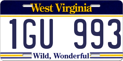 WV license plate 1GU993