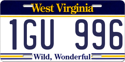WV license plate 1GU996