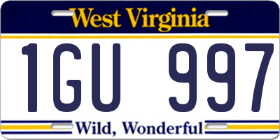 WV license plate 1GU997