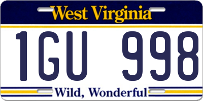 WV license plate 1GU998