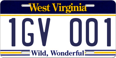 WV license plate 1GV001