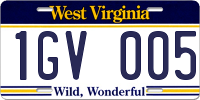 WV license plate 1GV005