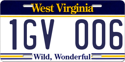 WV license plate 1GV006