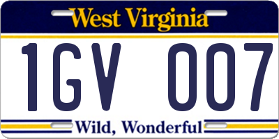 WV license plate 1GV007