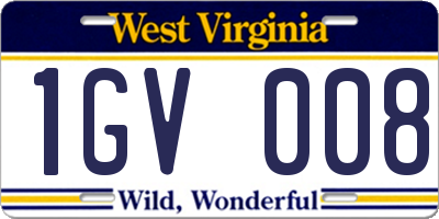 WV license plate 1GV008