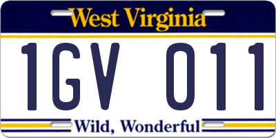WV license plate 1GV011