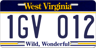 WV license plate 1GV012