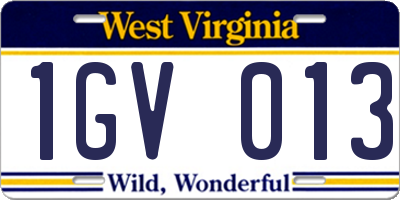 WV license plate 1GV013