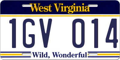 WV license plate 1GV014