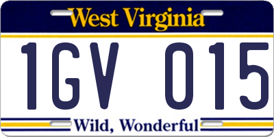 WV license plate 1GV015