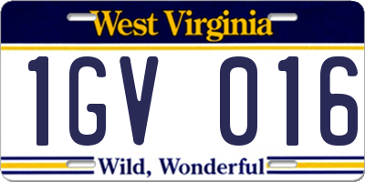 WV license plate 1GV016