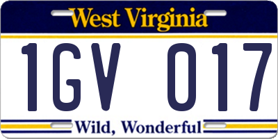 WV license plate 1GV017