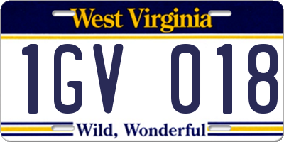 WV license plate 1GV018