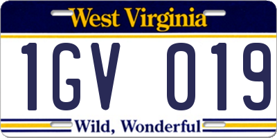 WV license plate 1GV019