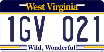 WV license plate 1GV021