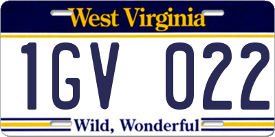 WV license plate 1GV022