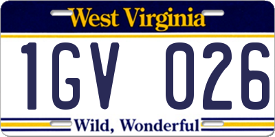 WV license plate 1GV026