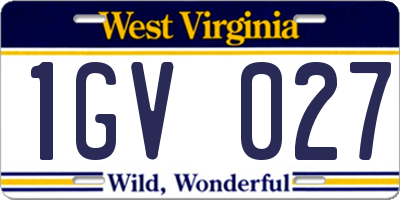 WV license plate 1GV027