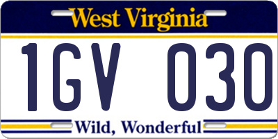 WV license plate 1GV030