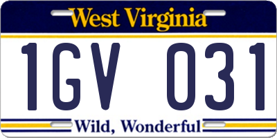 WV license plate 1GV031