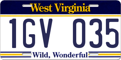WV license plate 1GV035
