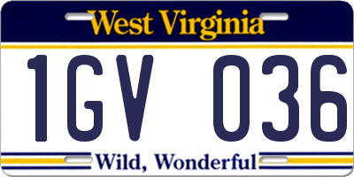 WV license plate 1GV036