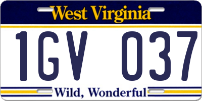 WV license plate 1GV037