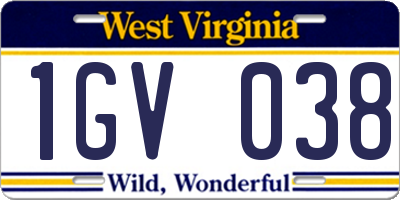 WV license plate 1GV038