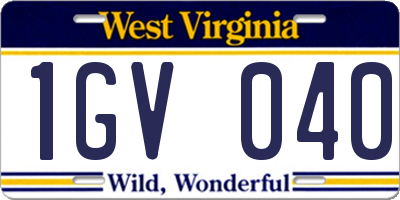 WV license plate 1GV040