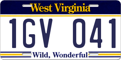 WV license plate 1GV041