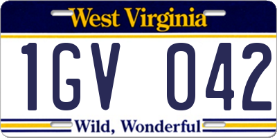 WV license plate 1GV042