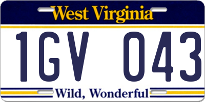 WV license plate 1GV043