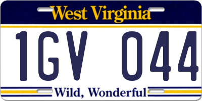 WV license plate 1GV044