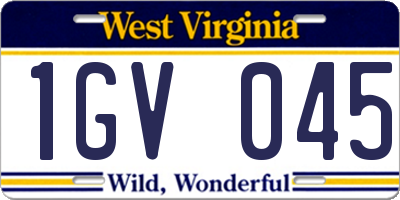 WV license plate 1GV045