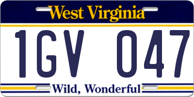 WV license plate 1GV047