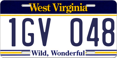 WV license plate 1GV048