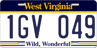 WV license plate 1GV049