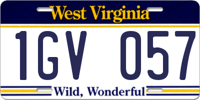 WV license plate 1GV057