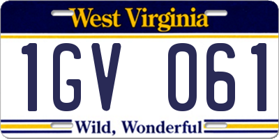 WV license plate 1GV061