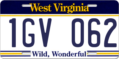 WV license plate 1GV062