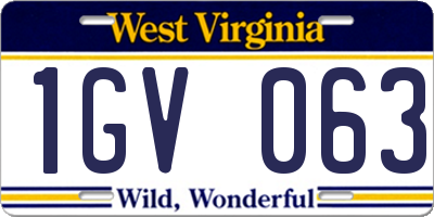 WV license plate 1GV063