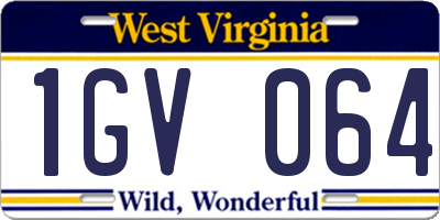 WV license plate 1GV064