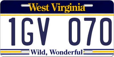 WV license plate 1GV070